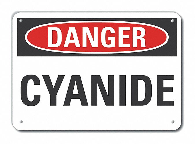 Reflective  Cyanide Danger Sign: Aluminum, Mounting Holes Sign Mounting, Engineer Grade