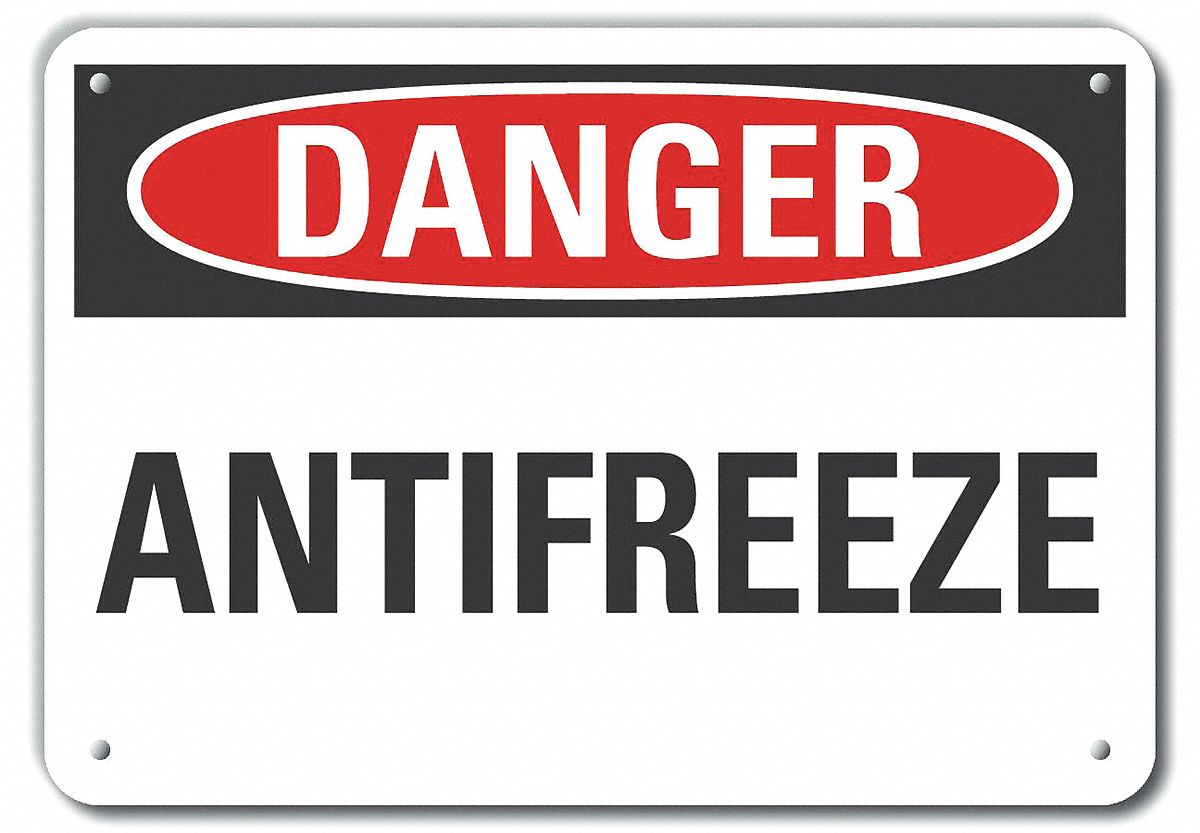 Aluminum, Mounting Holes Sign Mounting, Reflective Antifreeze Danger