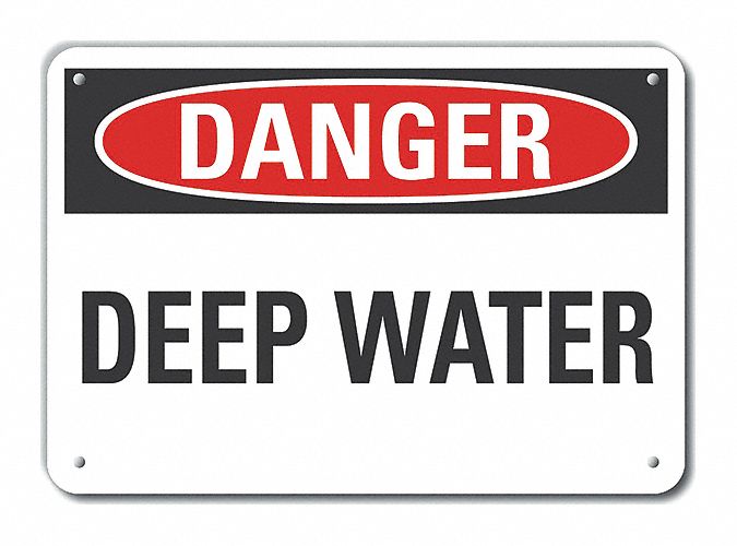 Reflective  Water Safety Danger Sign: Aluminum, Mounting Holes Sign Mounting, Engineer Grade, Danger