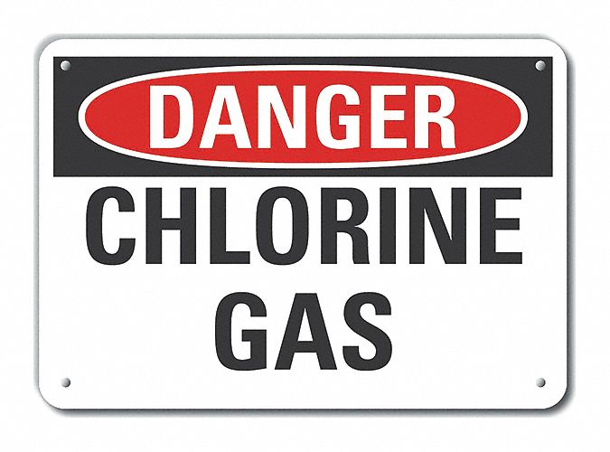 Reflective  Chlorine Danger Sign: Aluminum, Mounting Holes Sign Mounting, Engineer Grade