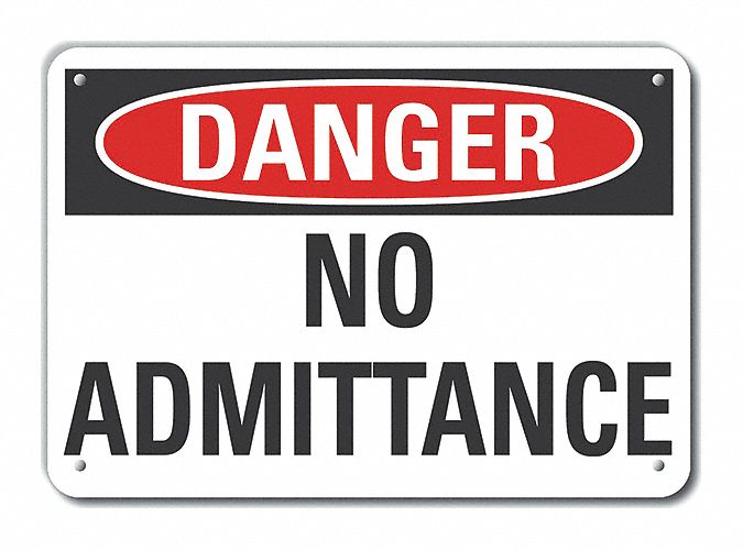 Rflct No Admittance Danger Sign, 10x14in