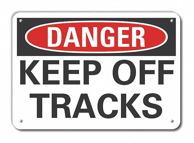 Reflective  Keep Off Danger Sign: Aluminum, Mounting Holes Sign Mounting, Engineer Grade