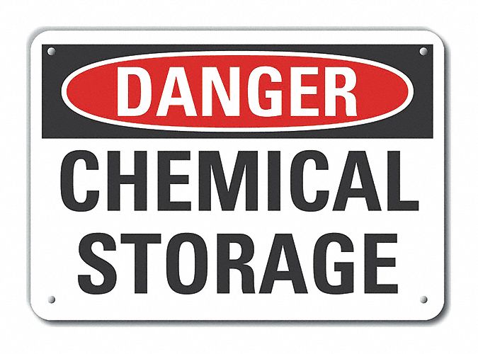 Plastic Chemicals Danger Sign: Plastic, Mounting Holes Sign Mounting, 7 in x 10 in Nominal Sign Size