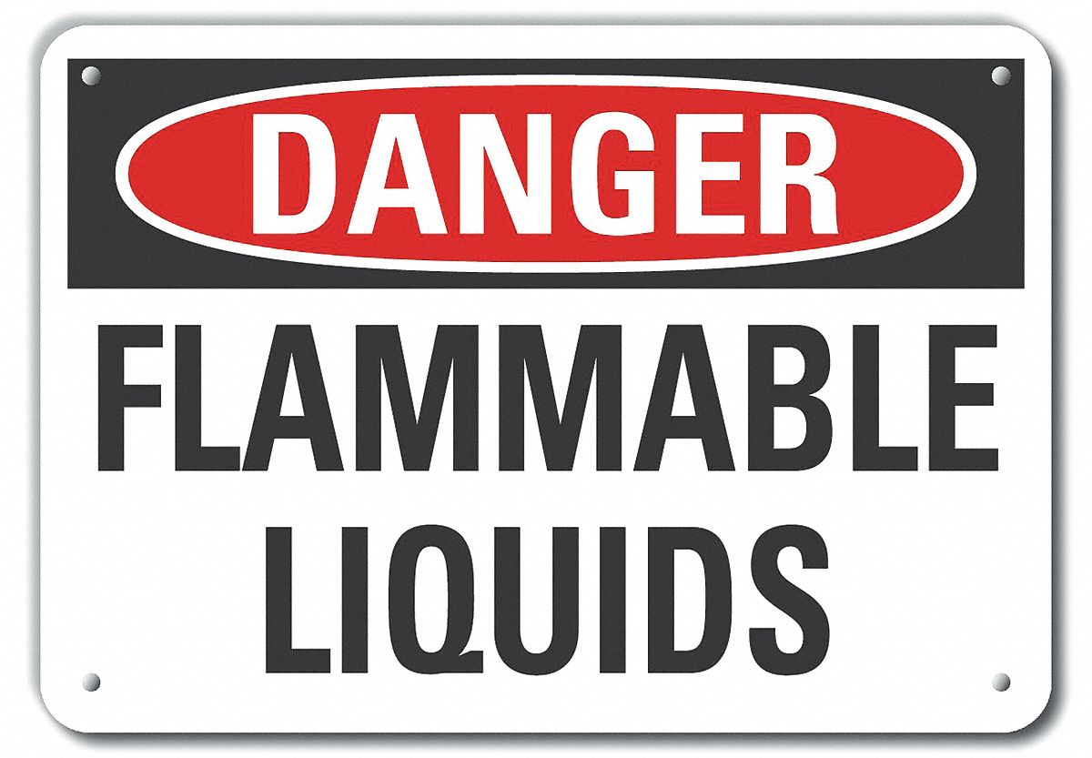 Plastic, Mounting Holes Sign Mounting, Plastic Flammable Liquid Danger