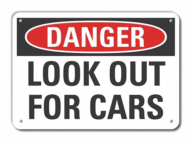 Reflective  Traffic Safety Danger Sign: Aluminum, Mounting Holes Sign Mounting, Engineer Grade