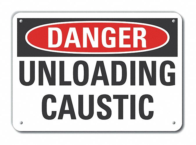 Rflct Caustic Danger Sign, 10x14in, Alum