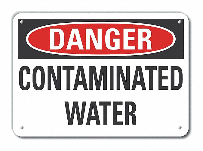 Reflective  Potable Water Danger Sign: Aluminum, Mounting Holes Sign Mounting, Engineer Grade