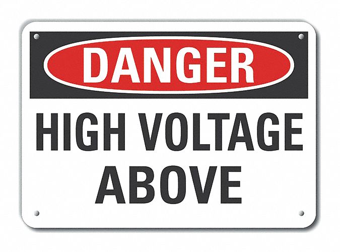 Reflective  High Voltage Danger Sign: Aluminum, Mounting Holes Sign Mounting, Engineer Grade, Danger