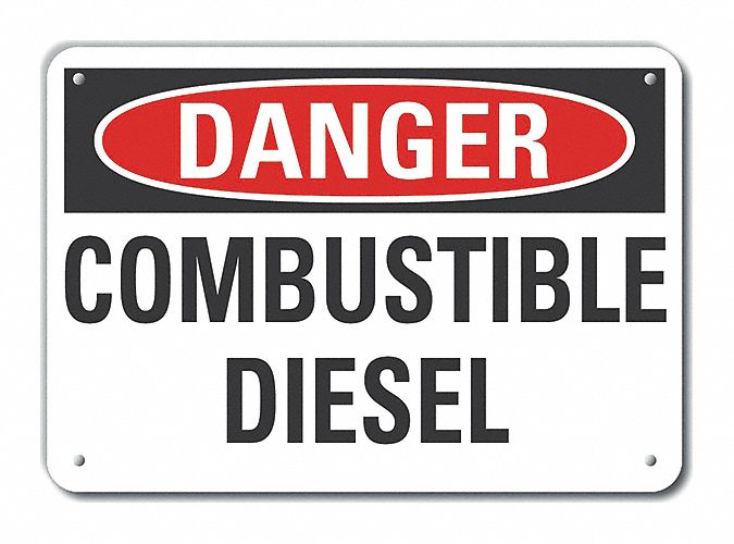 Plastic, Mounting Holes Sign Mounting, Plastic Combustible Diesel