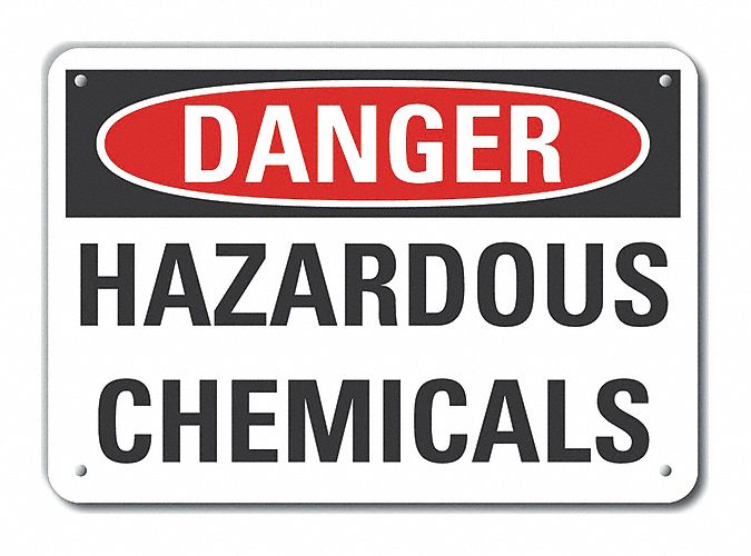 Reflective  Hazardous Chemicals Danger Sign: Aluminum, Mounting Holes Sign Mounting, Engineer Grade