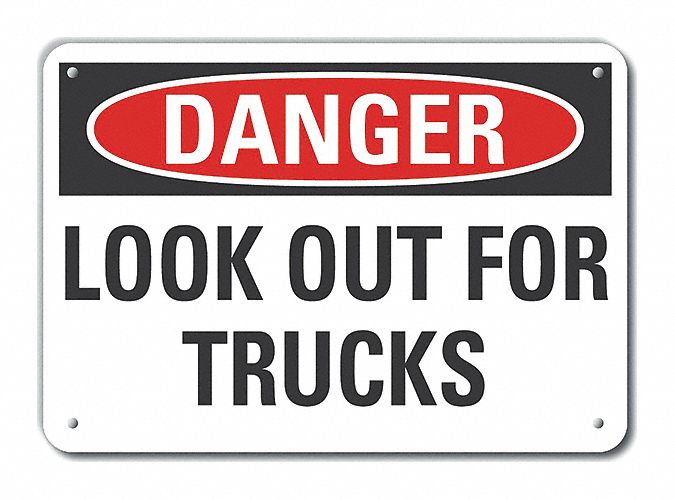 Reflective  Traffic Safety Danger Sign: Aluminum, Mounting Holes Sign Mounting, Engineer Grade