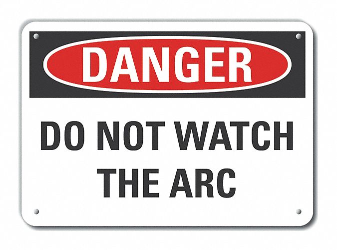 Welding Danger Sign, 10x14in, Plastic