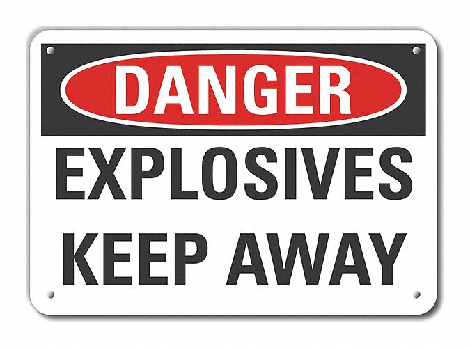 Rflct Explosive Mtrl Danger Sign, 10x14in