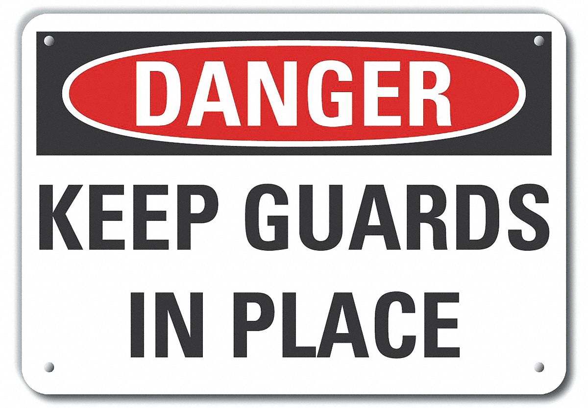 Reflective  Machine Guards Danger Sign: Aluminum, Mounting Holes Sign Mounting, Engineer Grade