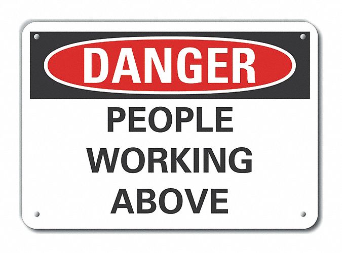 Reflective  Overhead Hazard Danger Sign: Aluminum, Mounting Holes Sign Mounting, Engineer Grade