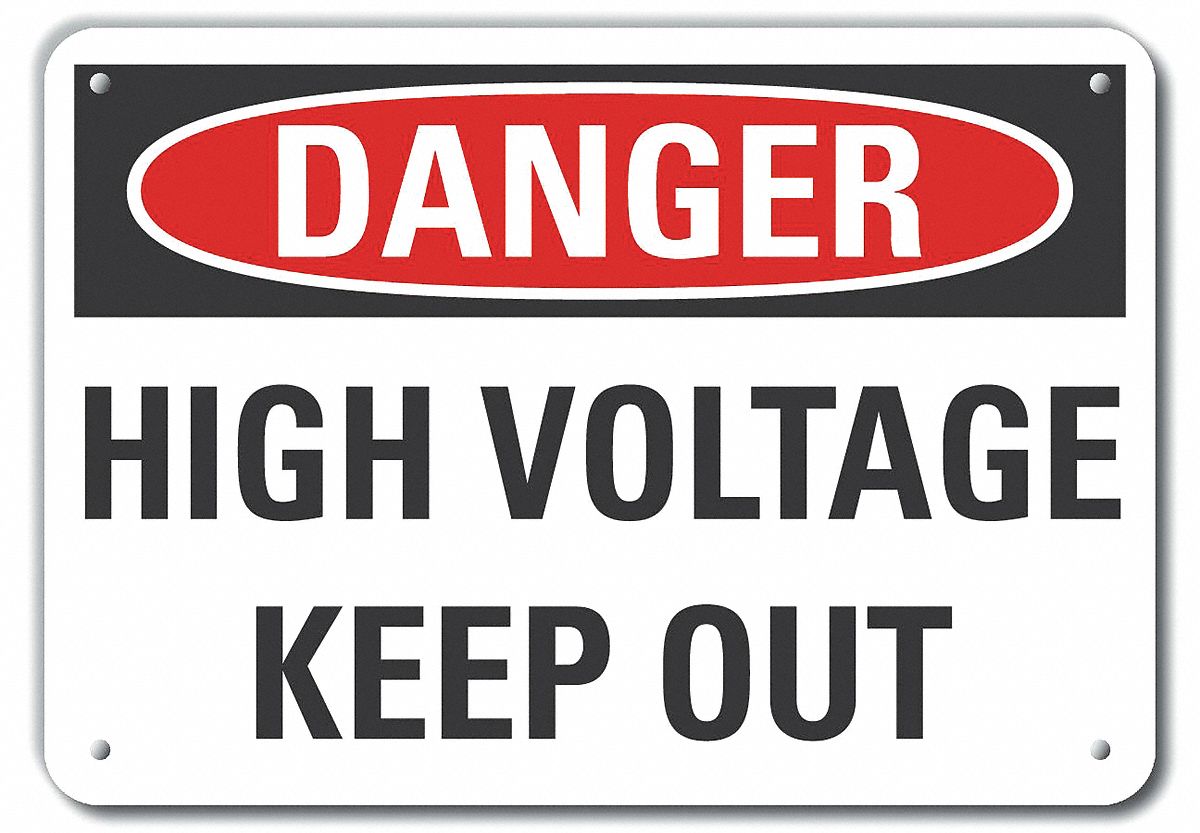 Reflective  High Voltage Danger Sign: Aluminum, Mounting Holes Sign Mounting, Engineer Grade, Danger