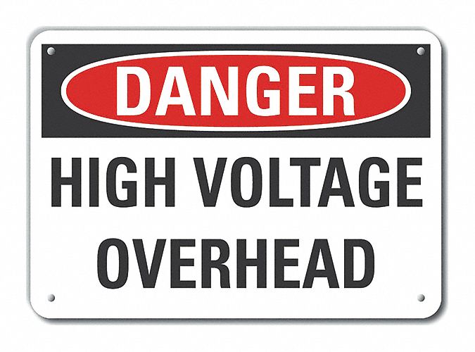 Reflective  High Voltage Danger Sign: Aluminum, Mounting Holes Sign Mounting, Engineer Grade, Danger