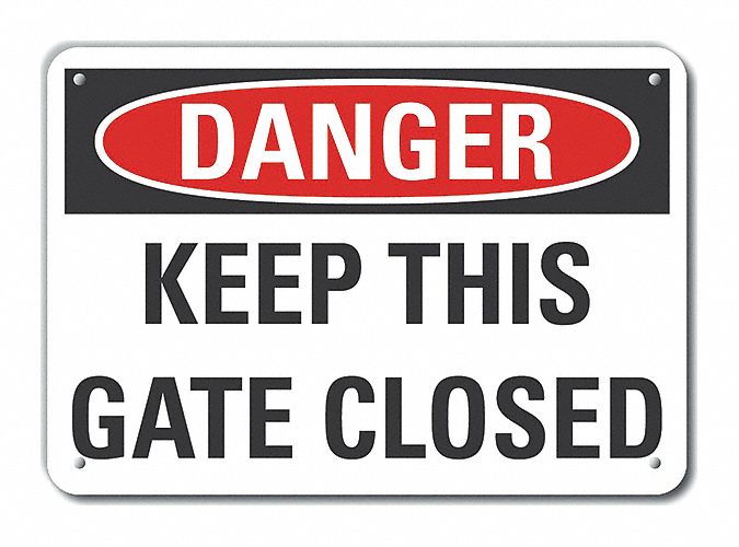 Reflective Gate Operation Danger Sign: Aluminum, Mounting Holes Sign Mounting, Engineer Grade, Metal