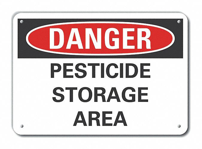 Aluminum Pesticide Danger Sign: Aluminum, Mounting Holes Sign Mounting, Not Retroreflective
