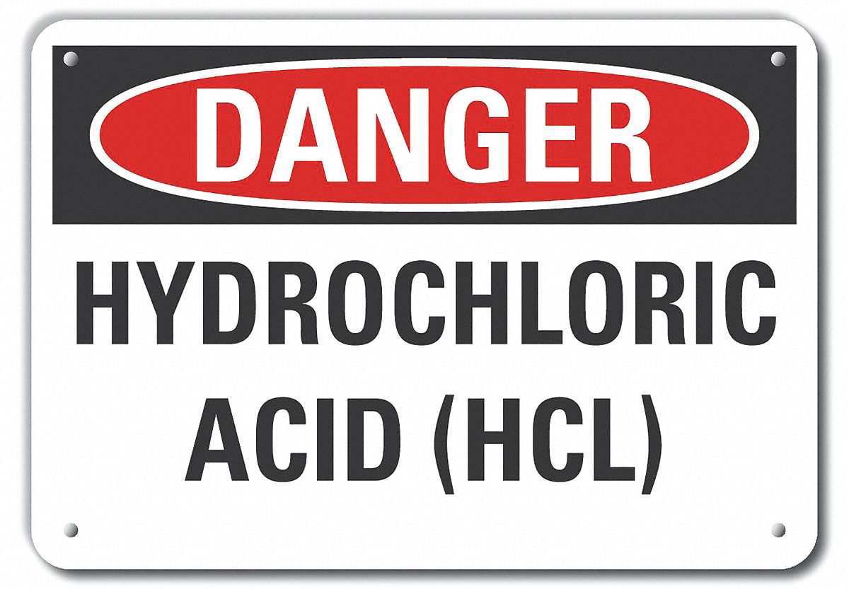 LYLE Reflective Hydrochloric Acid Danger Sign, Sign Format Traditional