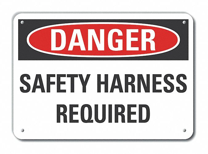 Reflective  Fall  Danger Sign: Aluminum, Mounting Holes Sign Mounting, Engineer Grade, 0.04 in Thick