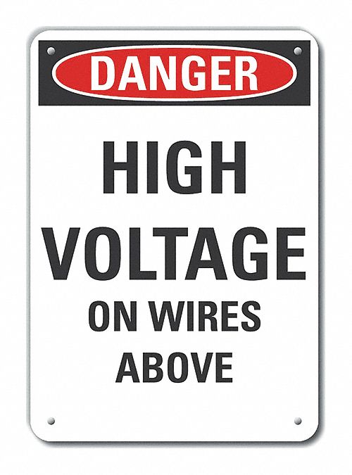 Reflective  High Voltage Danger Sign: Aluminum, Mounting Holes Sign Mounting, Engineer Grade, Danger