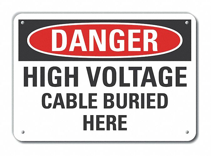 Reflective  High Voltage Danger Sign: Aluminum, Mounting Holes Sign Mounting, Engineer Grade, Danger