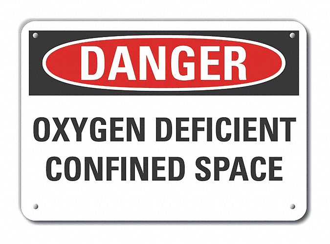Rflct Confined Space Danger Sign, 7x10in