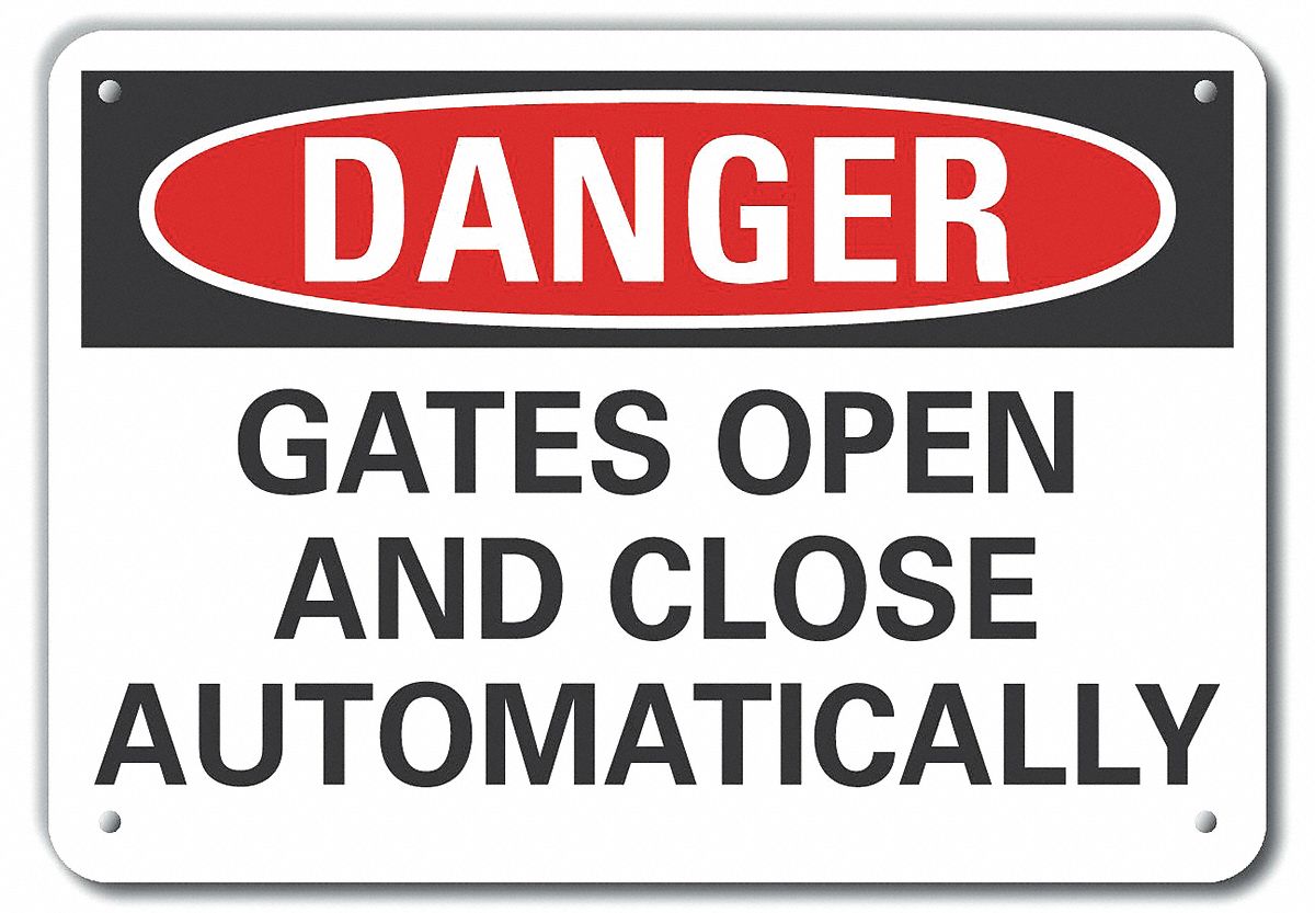 Reflective Gate Operation Danger Sign: Aluminum, Mounting Holes Sign Mounting, Engineer Grade, Metal