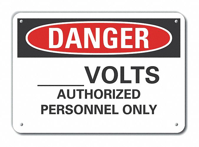 Reflective  Voltage Danger Sign: Aluminum, Mounting Holes Sign Mounting, Engineer Grade, Danger