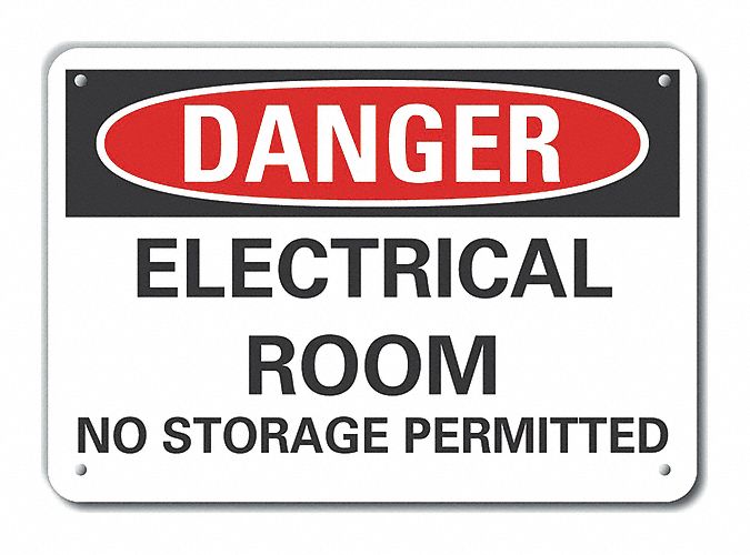 Aluminum Electrical Equipment Danger Sign: Aluminum, Mounting Holes Sign Mounting, 0.04 in Thick