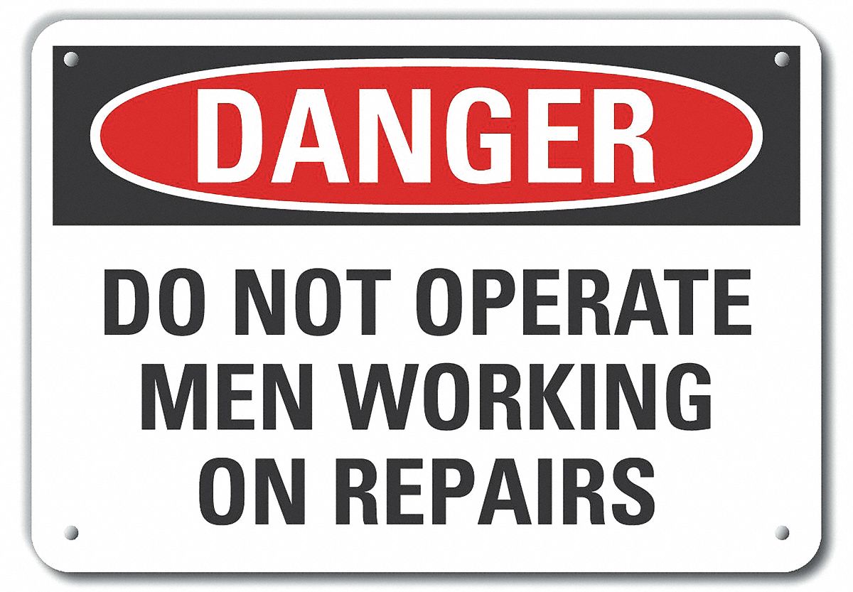 Reflective  Machine & Operation Danger Sign: Aluminum, Mounting Holes Sign Mounting, Engineer Grade