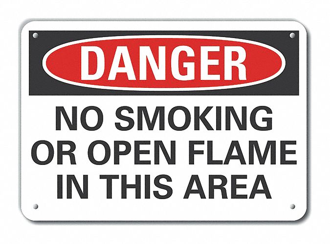 Reflective  No Smoking Danger Sign: Aluminum, Mounting Holes Sign Mounting, Engineer Grade