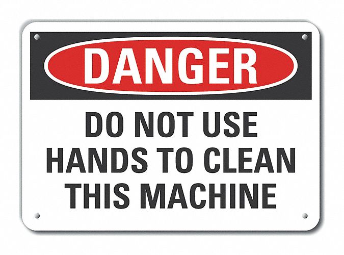 Reflective  Machine & Operation Danger Sign: Aluminum, Mounting Holes Sign Mounting, Engineer Grade