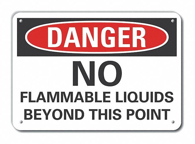 Reflective  Flammable Material Danger Sign: Aluminum, Mounting Holes Sign Mounting, Engineer Grade