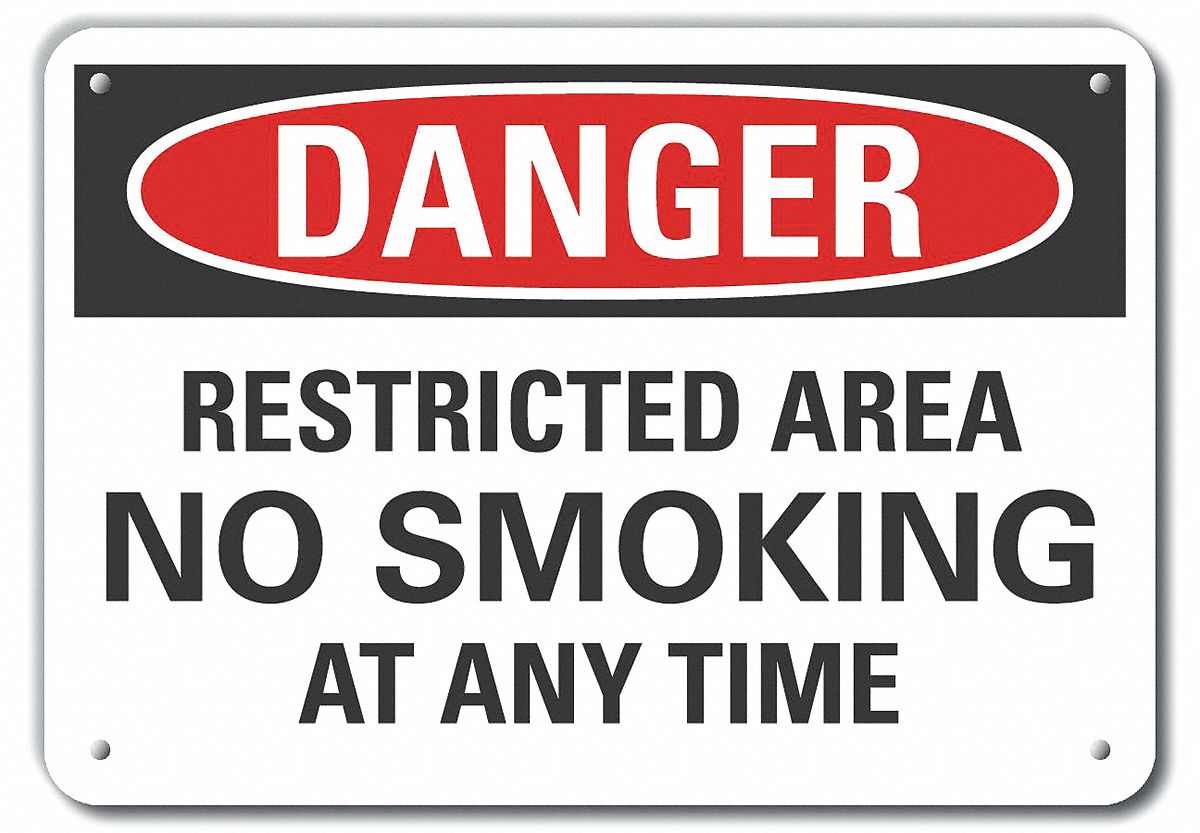 Reflective  No Smoking Danger Sign: Aluminum, Mounting Holes Sign Mounting, Engineer Grade