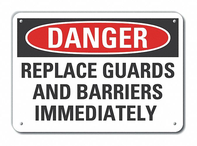 Reflective  Machine Guards Danger Sign: Aluminum, Mounting Holes Sign Mounting, Engineer Grade
