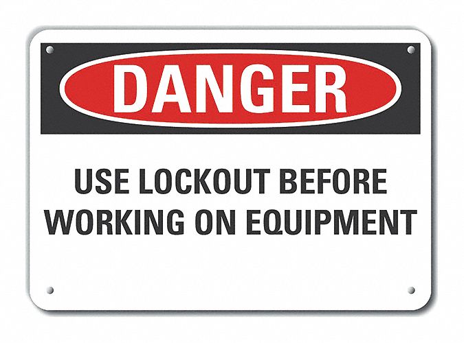 Reflective  Lockout Tagout Danger Sign: Aluminum, Mounting Holes Sign Mounting, Engineer Grade