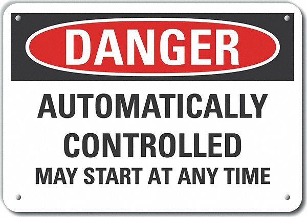 Reflective  Automatic Equipment Danger Sign: Aluminum, Mounting Holes Sign Mounting, Engineer Grade