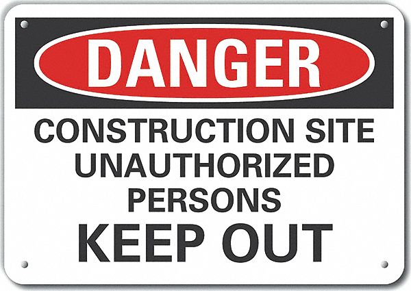Reflective  Construction Area Danger Sign: Aluminum, Mounting Holes Sign Mounting, Engineer Grade