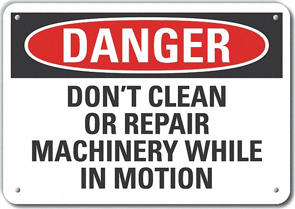 Reflective  Machine & Operation Danger Sign: Aluminum, Mounting Holes Sign Mounting, Engineer Grade