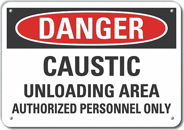 Alum Caustic Danger Sign, 7x10in, Alum