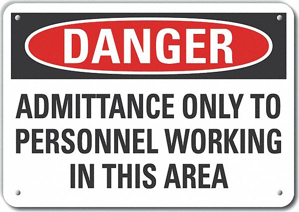 Reflective  Authorized Personnel Danger Sign: Aluminum, Mounting Holes Sign Mounting, Engineer Grade