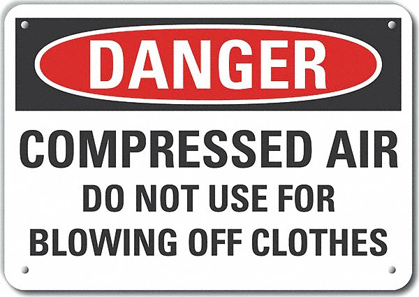 Reflective  Compressed Air Danger Sign: Aluminum, Mounting Holes Sign Mounting, Engineer Grade
