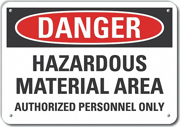 Reflective  Hazardous Materials Danger Sign: Aluminum, Mounting Holes Sign Mounting, Engineer Grade