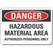 Danger: Hazardous Material Area Authorized Personnel Only Signs