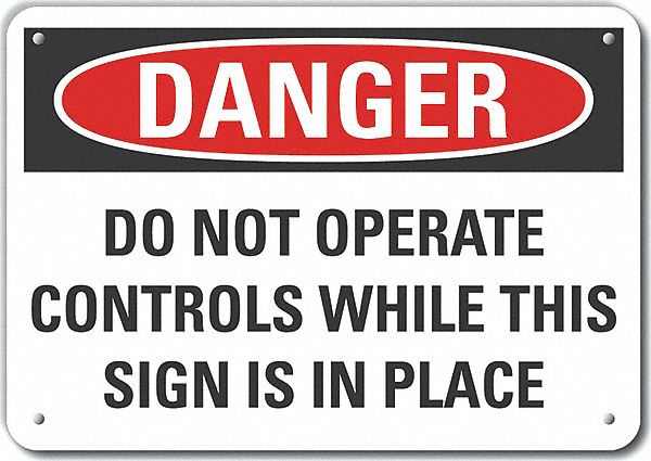 Reflective  Machine & Operation Danger Sign: Aluminum, Mounting Holes Sign Mounting, Engineer Grade