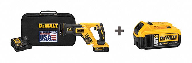 Reciprocating Saw Kit: 1 1/8 in Stroke Lg, 2, 900 Max. Strokes per Minute, Straight, Brushless