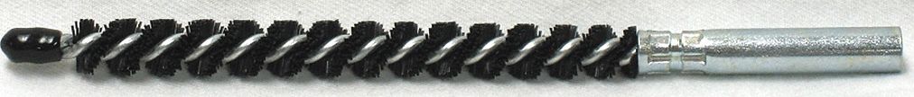 Tube Brush: 12-24 Female, 3/8 in Overall Dia, 4 in Brush Lg, Single Spiral, Single Stem, Nylon