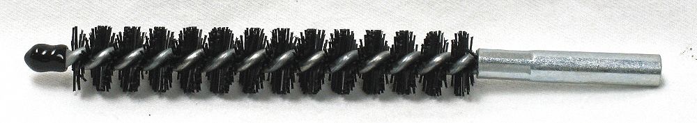 Tube Brush: 12-24 Female, 5/8 in Overall Dia, 4 in Brush Lg, Single Spiral, Single Stem, Nylon